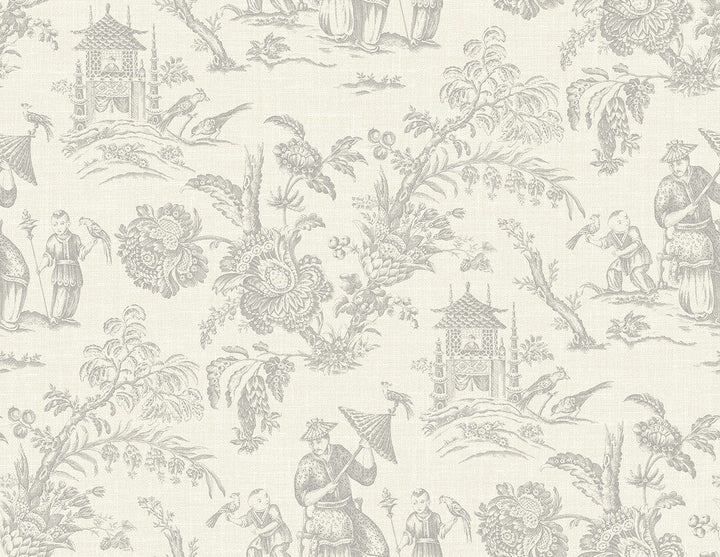 Colette Chinoiserie French Grey FC61808 by Seabrook Designs Designer Wallpaper