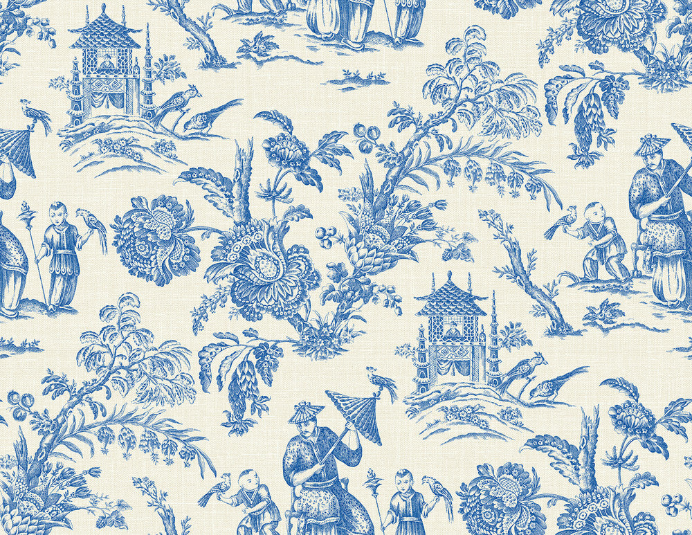Colette Chinoiserie Denim Wash FC61812 by Seabrook Designs Designer Wallpaper