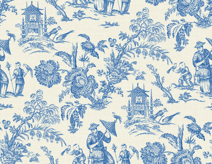 Colette Chinoiserie Denim Wash FC61812 by Seabrook Designs Designer Wallpaper