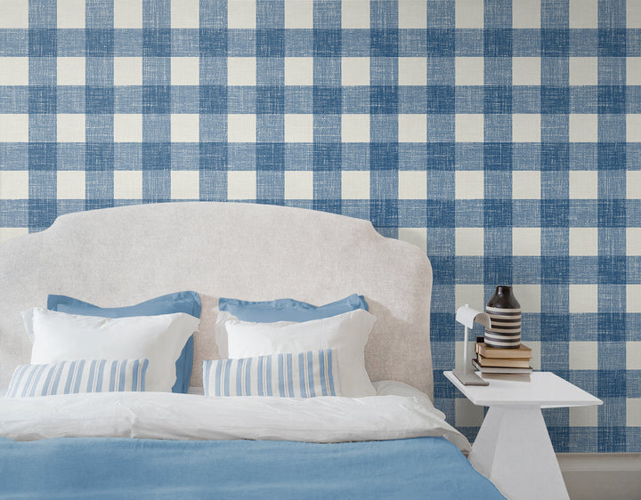 Bebe Gingham Denim Wash FC62302 by Seabrook Designs Designer Wallpaper