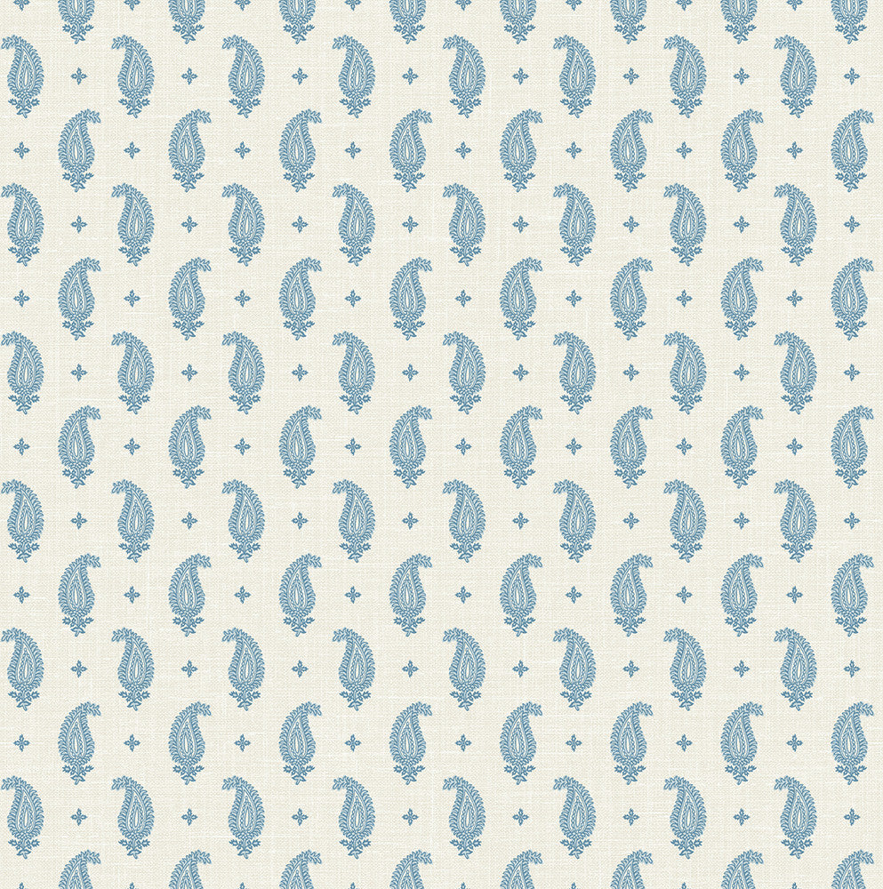 Maia Paisley Bleu Bisque FC62402 by Seabrook Designs Designer Wallpaper