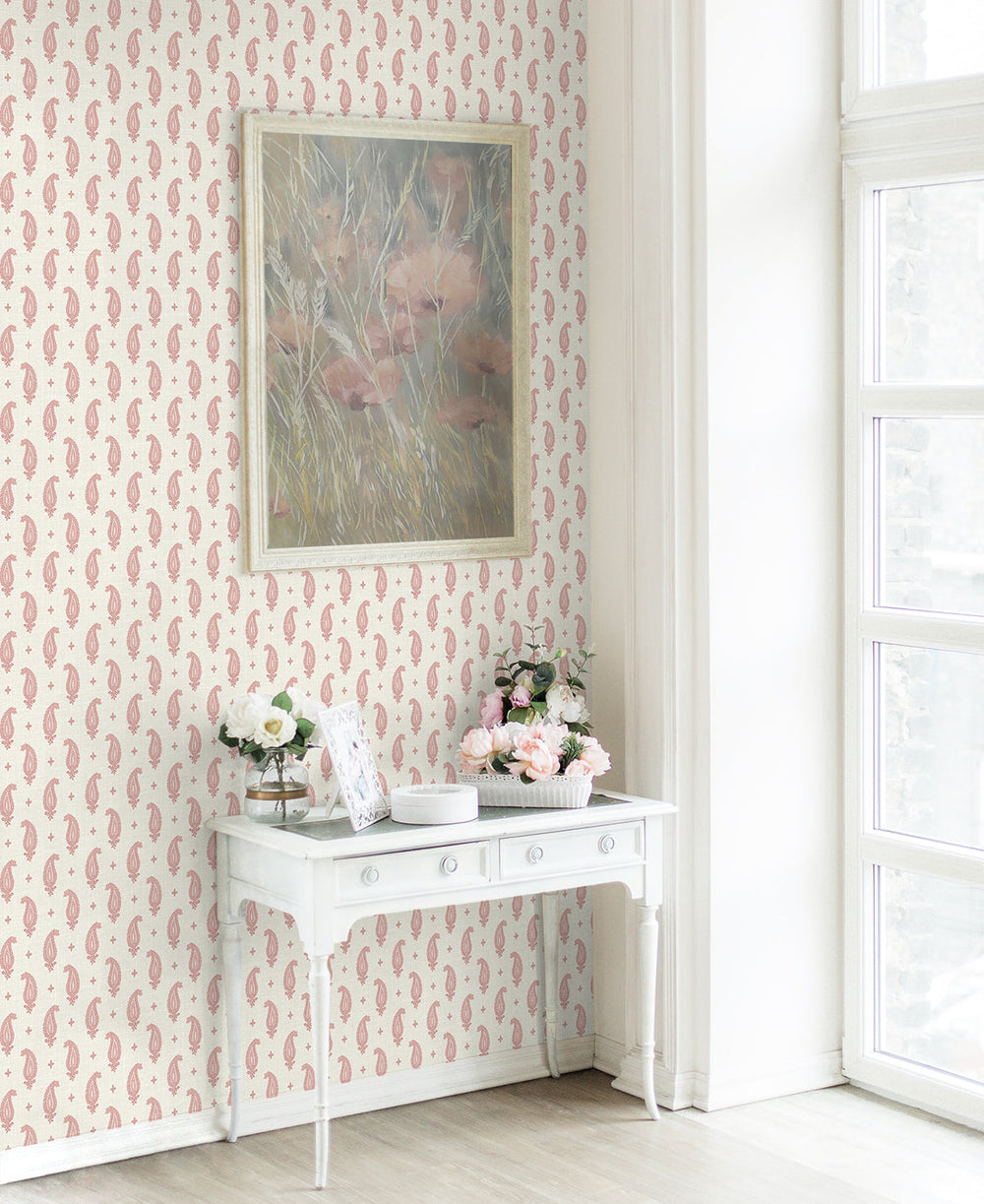Maia Paisley Rustic Rouge FC62411 by Seabrook Designs Designer Wallpaper