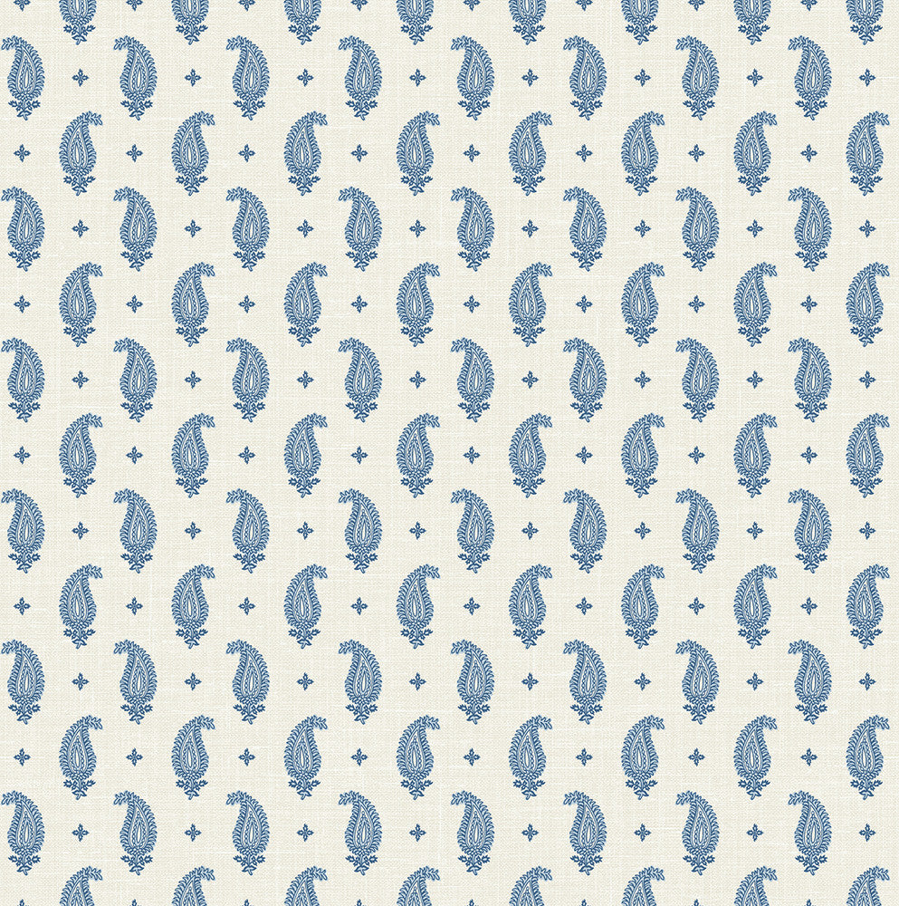 Maia Paisley French Blue FC62412 by Seabrook Designs Designer Wallpaper
