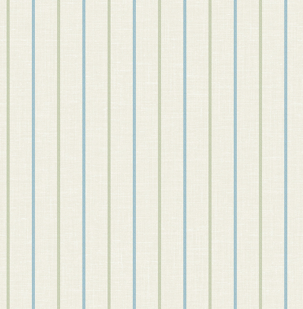 Andree Stripe French Blue & Pomme FC62512 by Seabrook Designs Designer Wallpaper