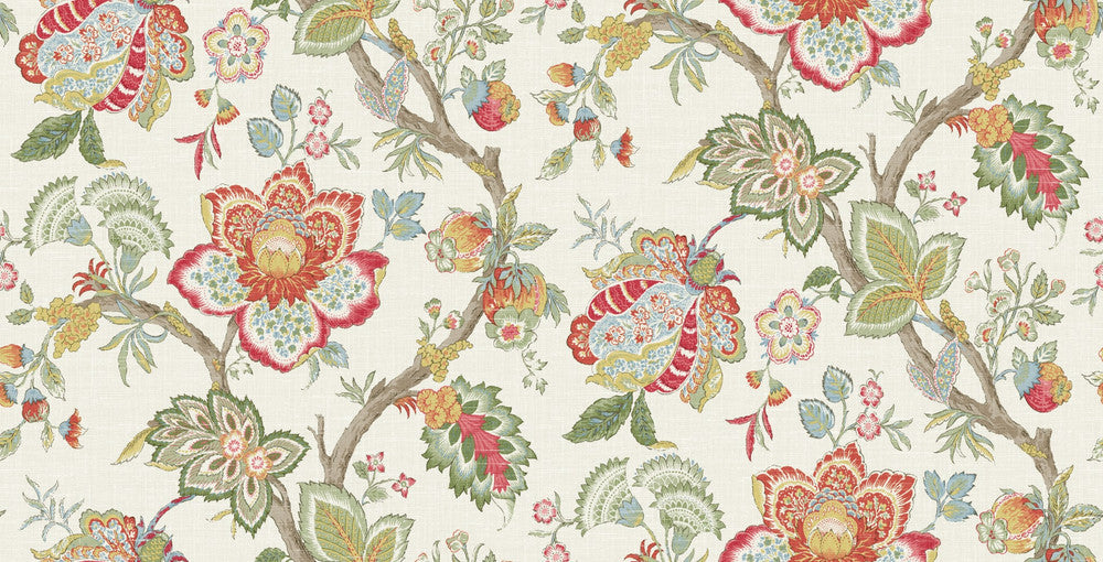 Bernadette Linen Fabric Pomme & Antique Ruby FC62604F by Seabrook Designs Designer Fabric