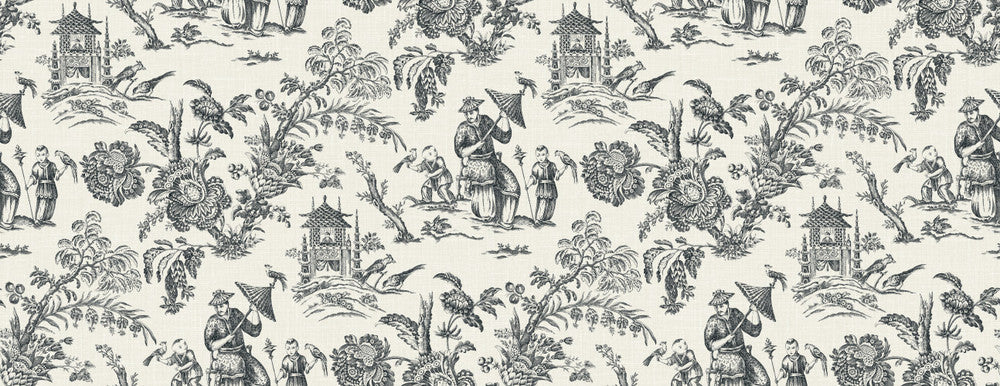 Chinoiserie Linen Fabric Poppy Seed FC62800F by Seabrook Designs Designer Fabric