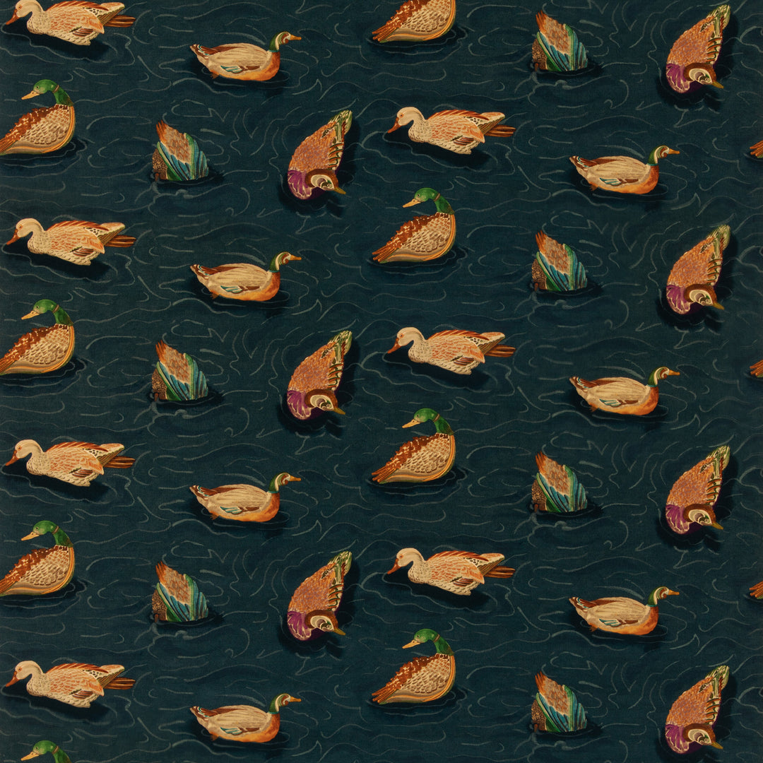 Mulberry Fabric Duck Pond Velvet - Indigo
