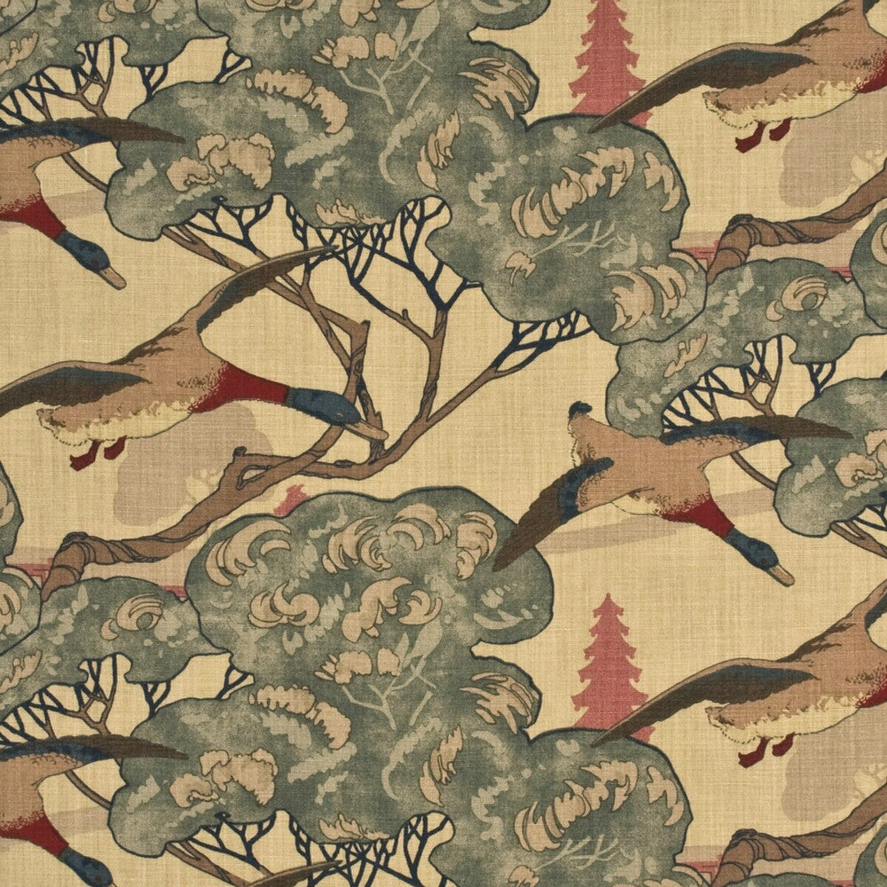 Flying Ducks Camel/Grey by Mulberry Fabric Mulberry Fabric Flying Ducks Camel/GreyFabric MULBERRY BEST OF LINEN - 100% United Kingdom </p><p>Repeat: H: 53.978, V: 24.428 53.978 - Fabric Carolina -
