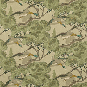 Mulberry Fabric Flying Ducks Emerald