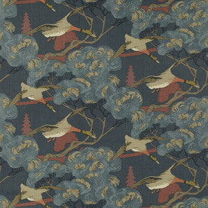 Mulberry Fabric Flying Ducks Red/Blue