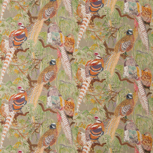 Mulberry Fabric Game Birds Linen Stone/Multi