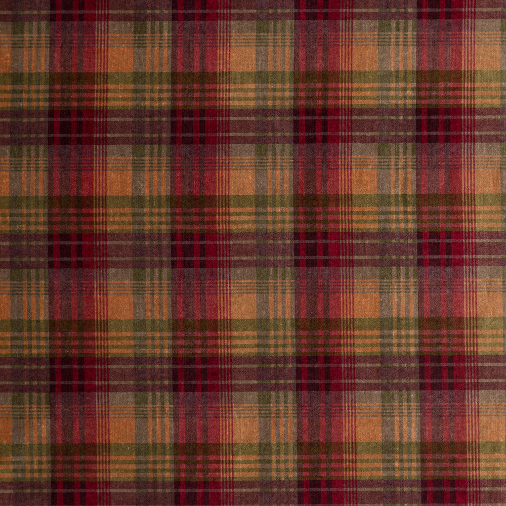 Velvet Ancient Tartan Plum by Mulberry Designer Fabric BOHEMIAN WEAVES VISCOSE - 60%;COTTON - 30%;POLYESTER - 10% Italy HEAVY Horizontal: 8.274 and Vertical: 8.274 50.826 - Swanky Fabrics -