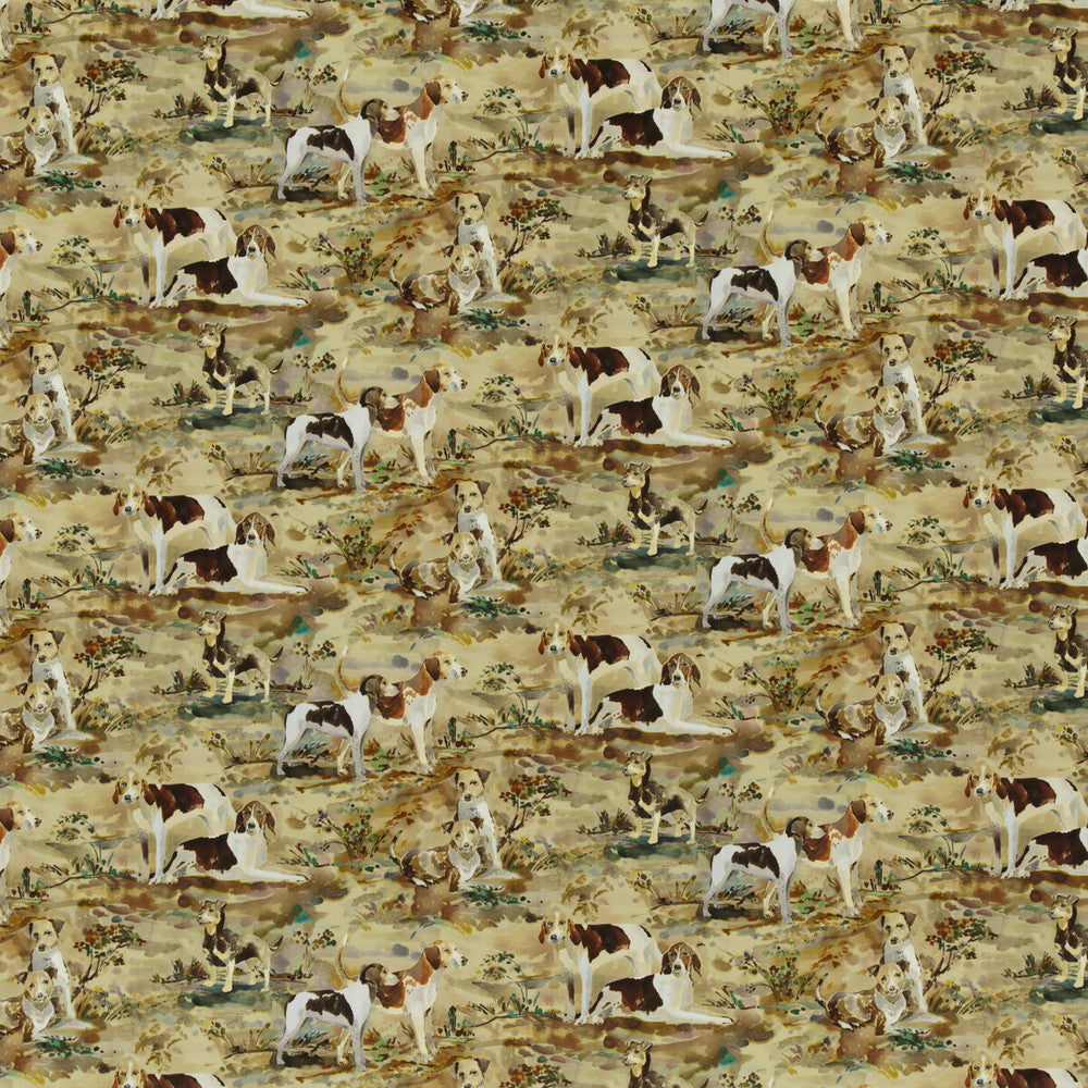 Mulberry Hounds Velvet Multi by Mulberry Designer Fabric FESTIVAL COTTON - 88%;POLYESTER - 12% Austria HEAVY Horizontal: 35.854 and Vertical: 12.214 53.584 - Swanky Fabrics -