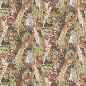 Mulberry Fabric Game Birds Linen Charcoal FD305.A101.0