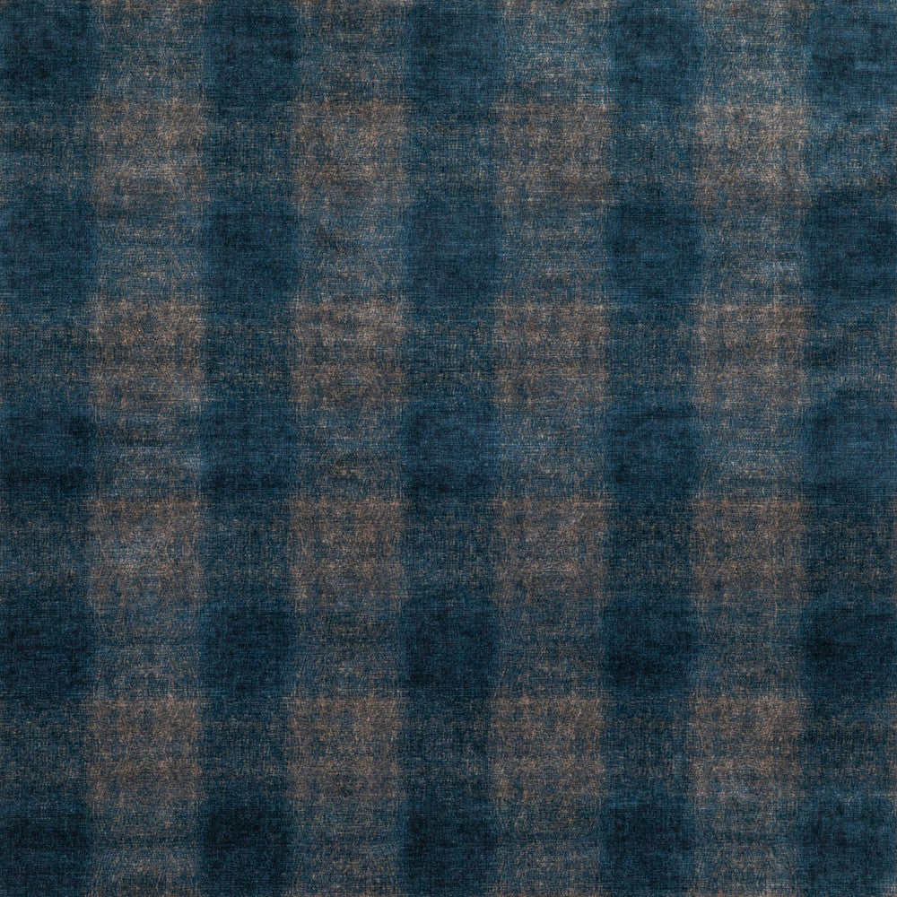 Highland Check Indigo by Mulberry Designer Fabric MODERN COUNTRY VELVETS VISCOSE - 55%;COTTON - 45% Italy HEAVY Horizontal: 6.895 and Vertical: 7.092 55.16 - Swanky Fabrics -