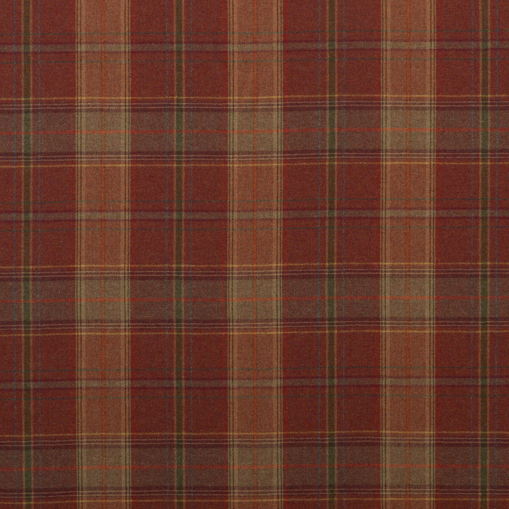 Shetland Plaid Russet by Mulberry Designer Fabric BOHEMIAN ROMANCE WOOL - 100% United Kingdom LIGHT Horizontal: - and Vertical: 13.79 59.1 - Swanky Fabrics -