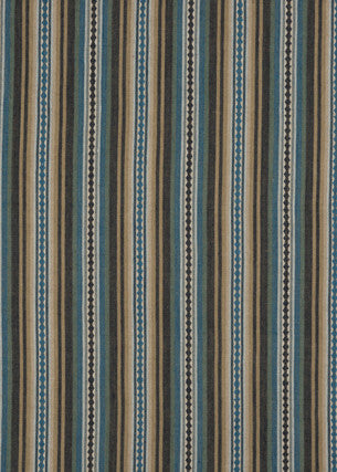 Dalton Stripe Indigo/Teal by Mulberry Designer Fabric BOHEMIAN TRAVELS COTTON - 60%;JUTE - 40% India - Horizontal: 9.062 and Vertical: - 53.978 - Swanky Fabrics -