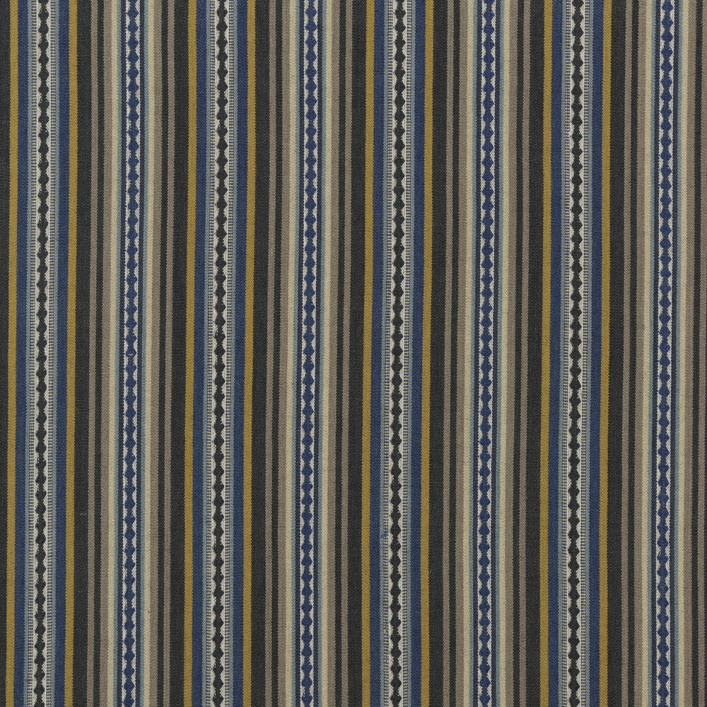 Dalton Stripe Indigo/Ochre by Mulberry Designer Fabric FESTIVAL COTTON - 60%;JUTE - 40% India - Horizontal: 9.062 and Vertical: - 53.978 - Swanky Fabrics -