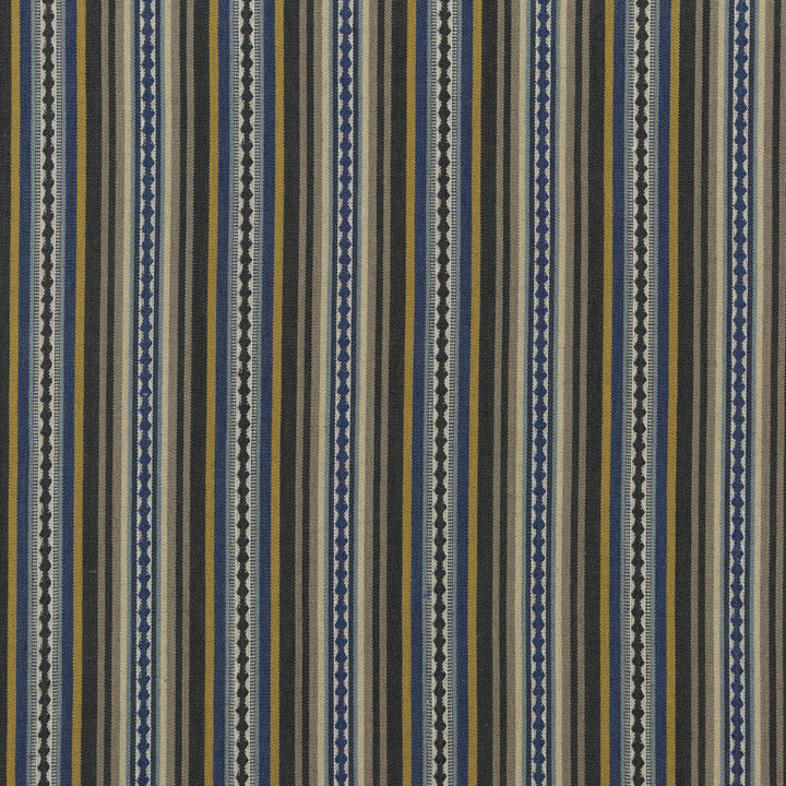 Dalton Stripe Indigo/Ochre by Mulberry Designer Fabric FESTIVAL COTTON - 60%;JUTE - 40% India Horizontal: 9.062 and Vertical: 53.978 - Swanky Fabrics -