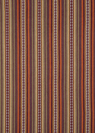 Dalton Stripe Spice/Plum by Mulberry Designer Fabric BOHEMIAN TRAVELS COTTON - 60%;JUTE - 40% India - Horizontal: 9.062 and Vertical: - 53.978 - Swanky Fabrics -