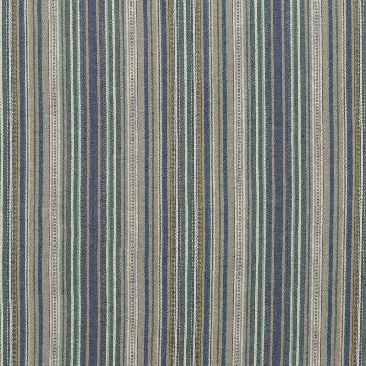 Tapton Stripe Teal/Indigo by Mulberry Designer Fabric FESTIVAL COTTON - 53%;JUTE - 47% India Horizontal: 17.73 and Vertical: 53.978 - Swanky Fabrics -