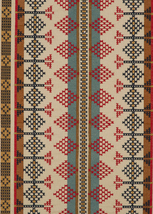 Saddle Blanket Indigo/Red by Mulberry Designer Fabric BOHEMIAN TRAVELS LINEN - 75%;POLYESTER - 25% India - Horizontal: 24.428 and Vertical: 7.88 48.856 - Swanky Fabrics -