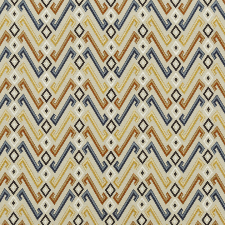 Jazz Indigo/Spice by Mulberry Designer Fabric FESTIVAL VISCOSE - 40%;LINEN - 35%;COTTON - 25% India Horizontal: 10.244 and Vertical: 7.486 50.432 - Swanky Fabrics -