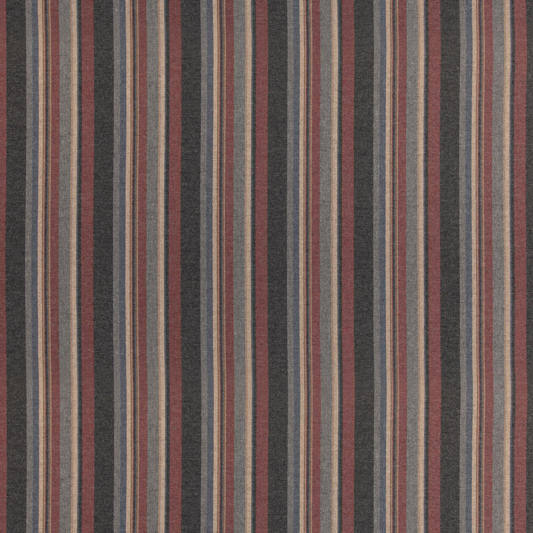 Mulberry Fabric Lindisfarne Stripe - Charcoal/Red