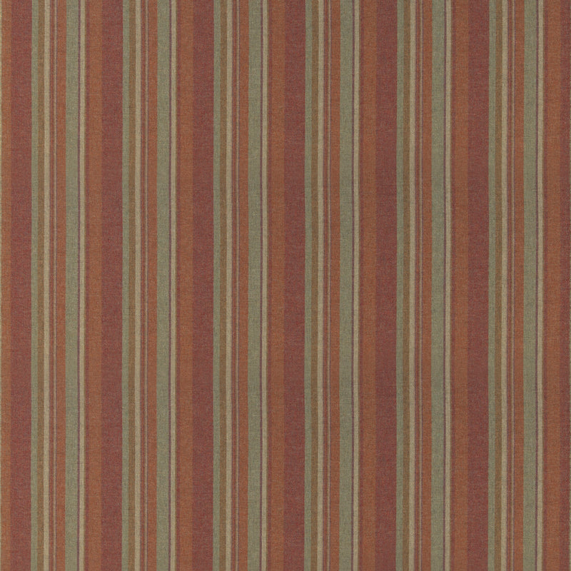 Mulberry Fabric Lindisfarne Stripe - Russet/Sage
