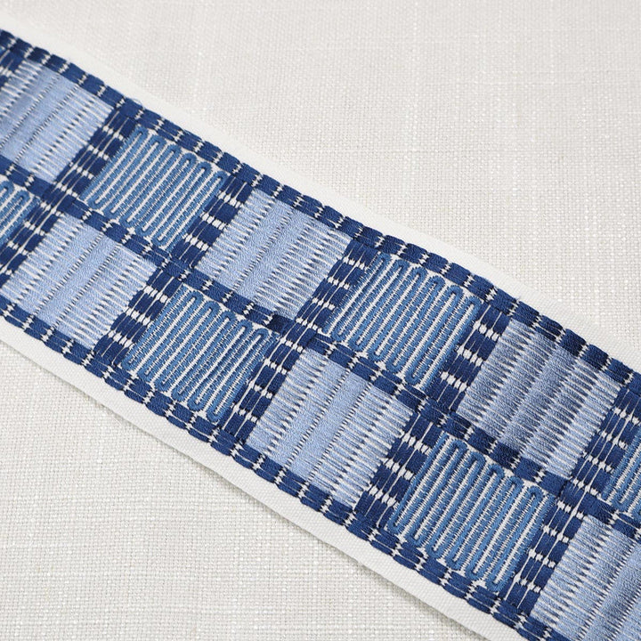 Fenci Emb Tape Blues by Magnolia Designer Trim - 100% Cotton, Emb Viscose India Horizontal: and Vertical: 4 - Swanky Fabrics -