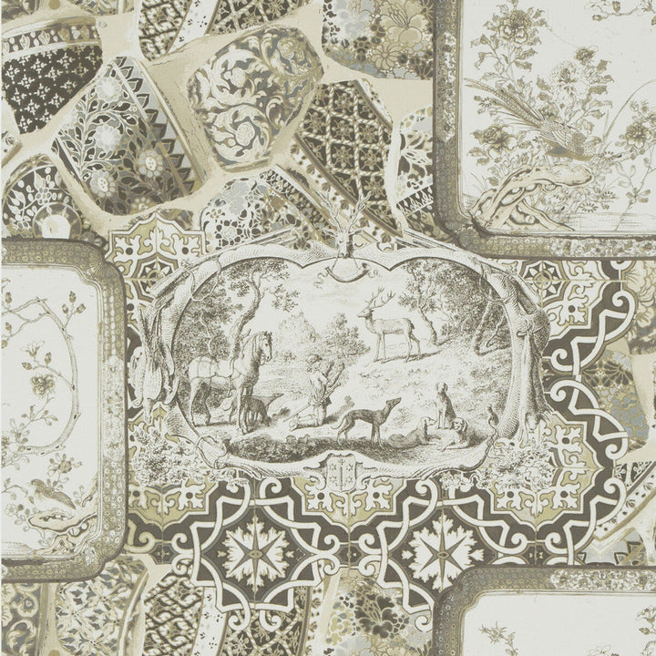 Mulberry China Silver/Taupe by Mulberry Designer Wallcovering BOHEMIAN ROMANCE PAPER - 100% United Kingdom - Horizontal: - and Vertical: 26.989 26.989 - Swanky Fabrics -