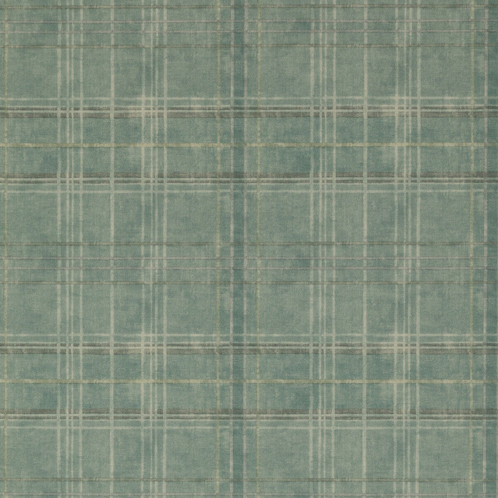 Shetland Plaid Teal by Mulberry Designer Wallcovering MODERN COUNTRY PAPER - 100% United Kingdom Horizontal: 26.989 and Vertical: 12.608 26.989 - Swanky Fabrics -
