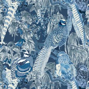 Mulberry Wallpaper Game Birds Indigo