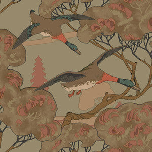 Mulberry Wallpaper Grand Flying Ducks Sage
