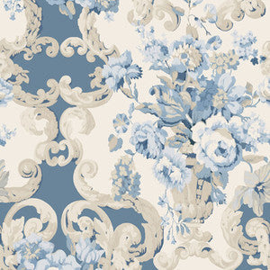 Mulberry Wallpaper Floral Rococo Blue