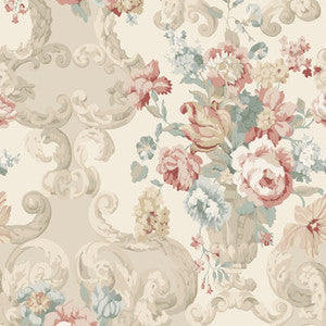 Mulberry Wallpaper Floral Rococo Lovat/Red