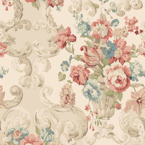 Mulberry Wallpaper Floral Rococo Red/Green