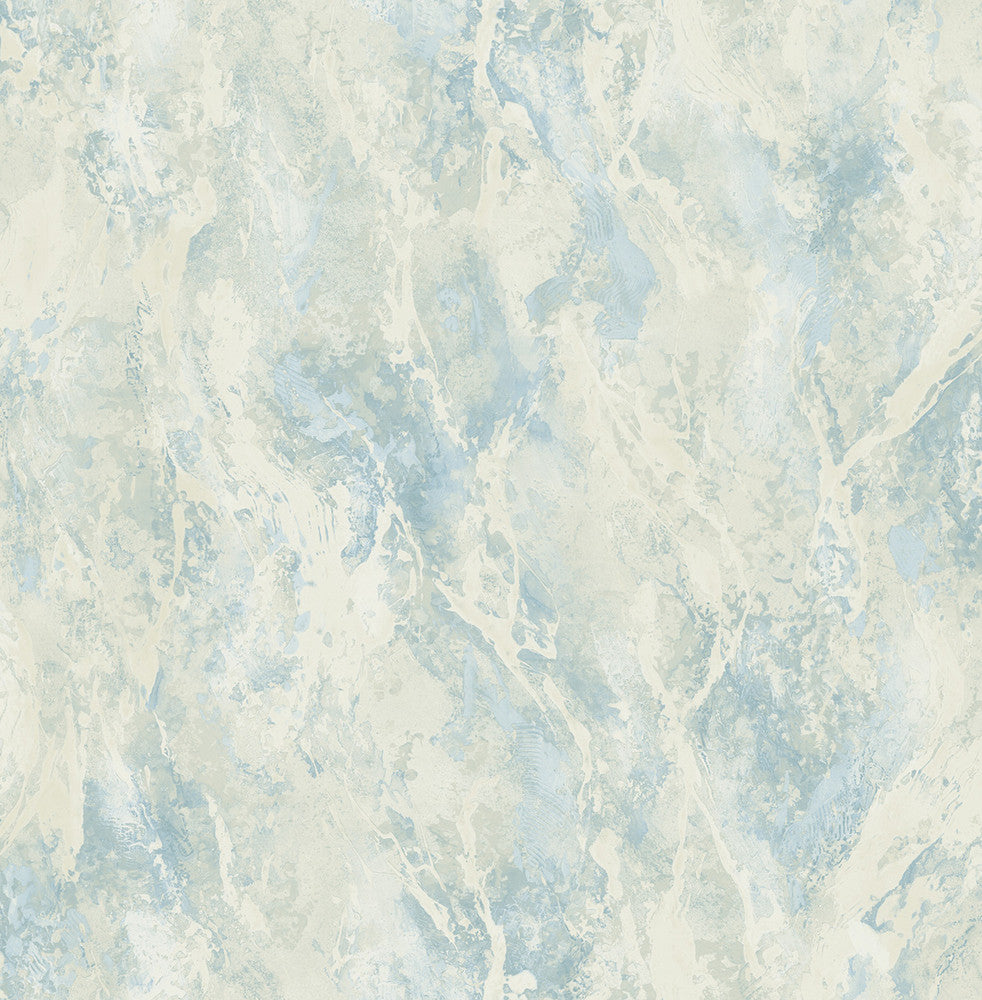 Paint Splatter Metallic Powder Blue and Cream FI70202 by Seabrook Designs Designer Wallpaper