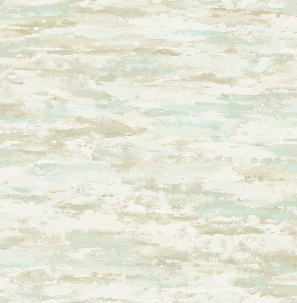 Brushstrokes Metallic Teal and Greige FI70601 by Seabrook Designs Designer Wallpaper