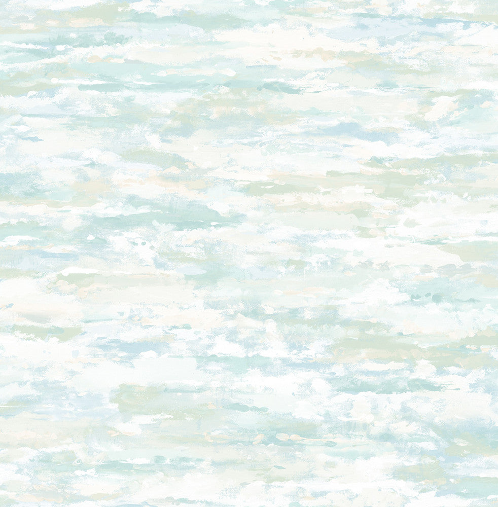 Brushstrokes Metallic Champagne, White, and Powder Blue FI70602 by Seabrook Designs Designer Wallpaper
