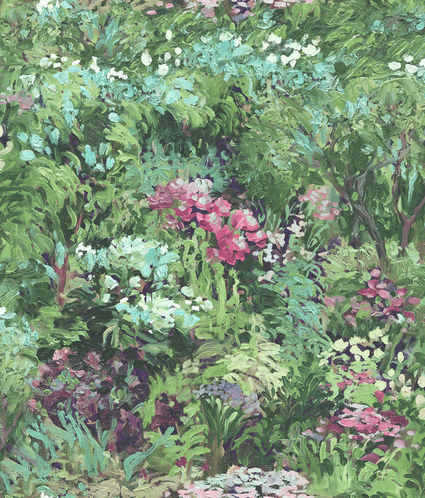 Floral Green, Violet, and Pink FI70701 by Seabrook Designs Designer Wallpaper