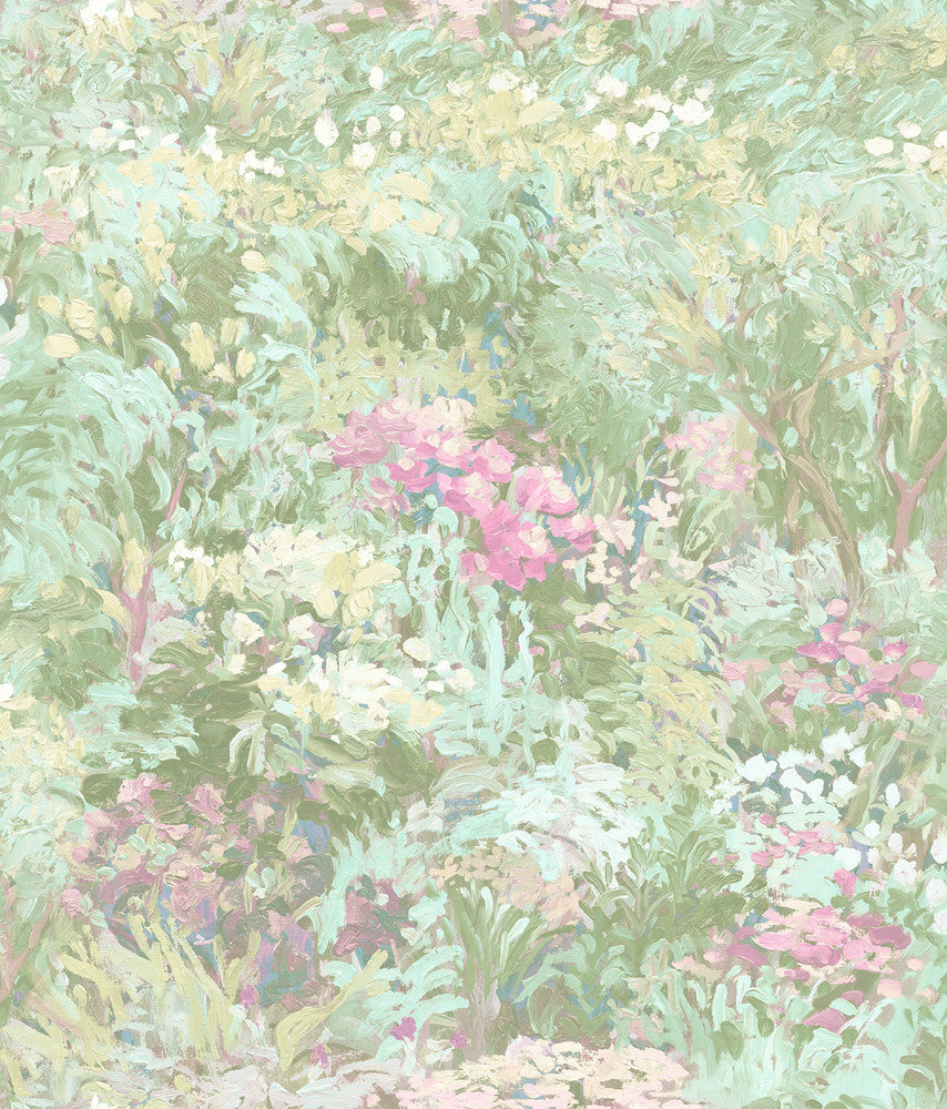 Floral Metallic Teal, Green, and Pink FI70702 by Seabrook Designs Designer Wallpaper