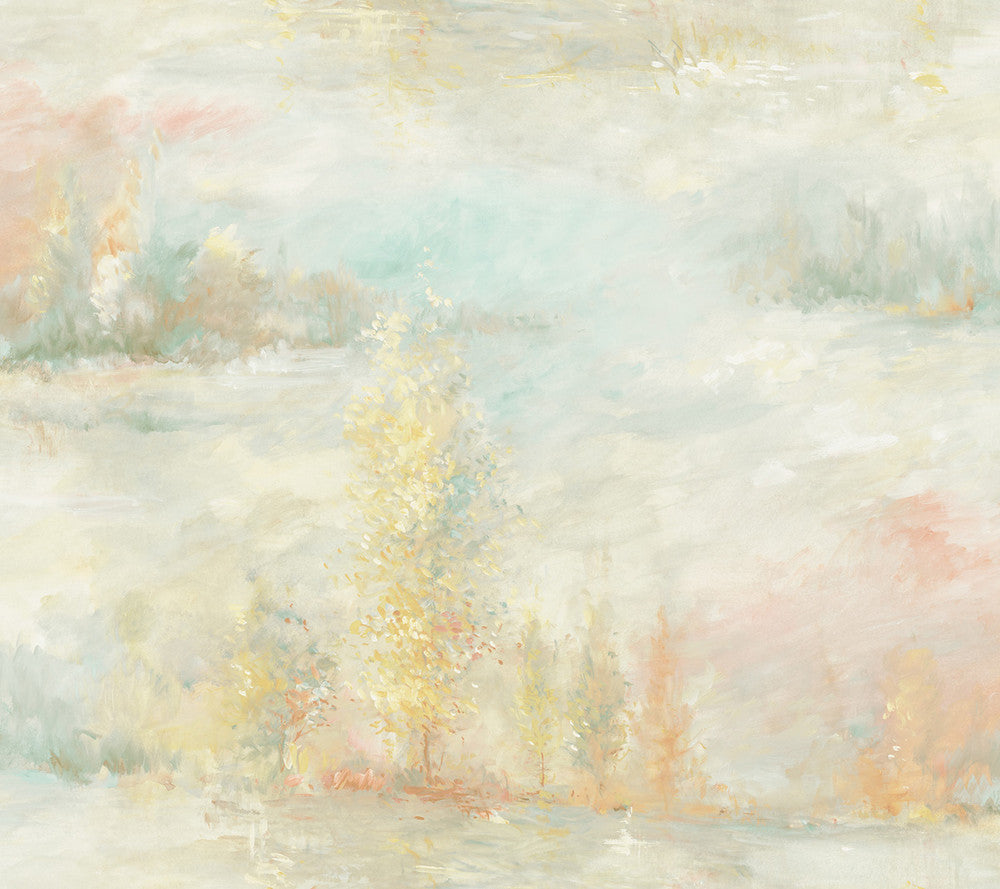 Tree Line Metallic Yellow Gold, Seafoam, and Aqua FI70804 by Seabrook Designs Designer Wallpaper