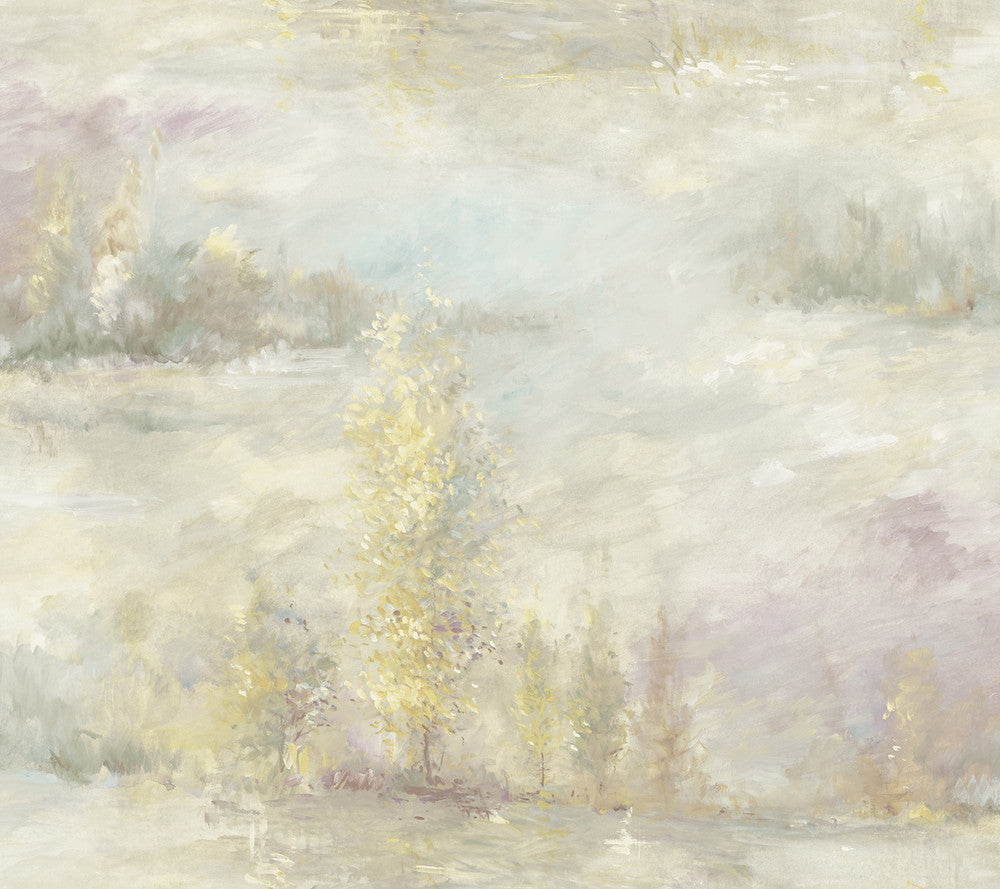 Tree Line Metallic Gold, Powder Blue, and Mauve FI70807 by Seabrook Designs Designer Wallpaper