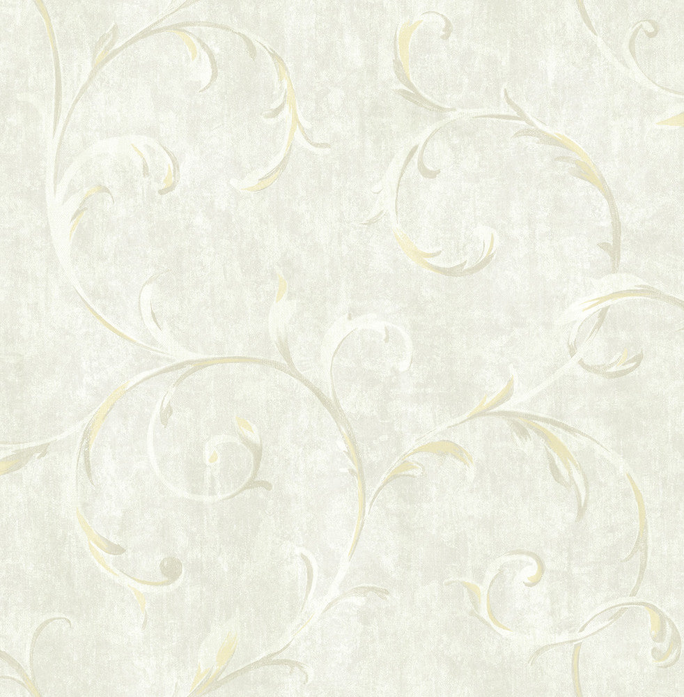Scroll Metallic Gold and Beige FI71602 by Seabrook Designs Designer Wallpaper