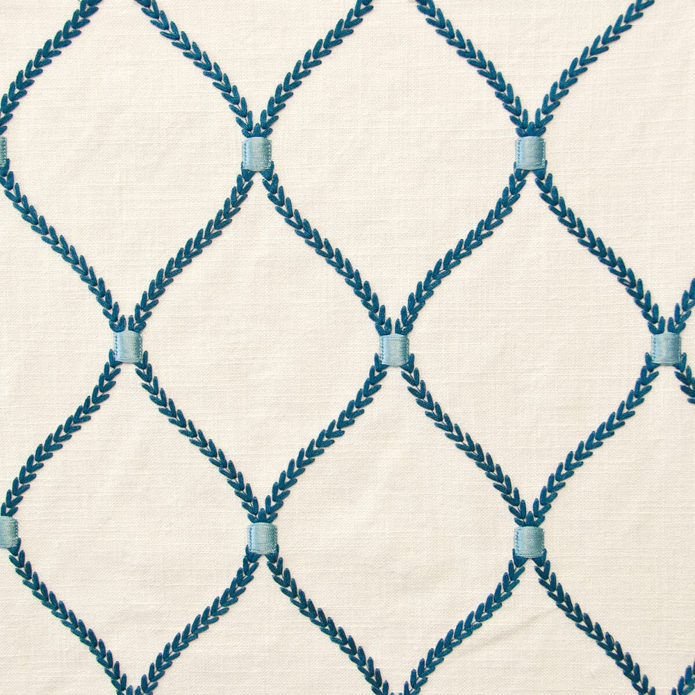 Flicks 1 Copen by Stout Designer Fabric COLOR MY WINDOW AQUA/HARBOR 70%SVI 30%LIN %VEMB INDIA Horizontal: 4.250 and Vertical: 6.250 52 in - Swanky Fabrics -