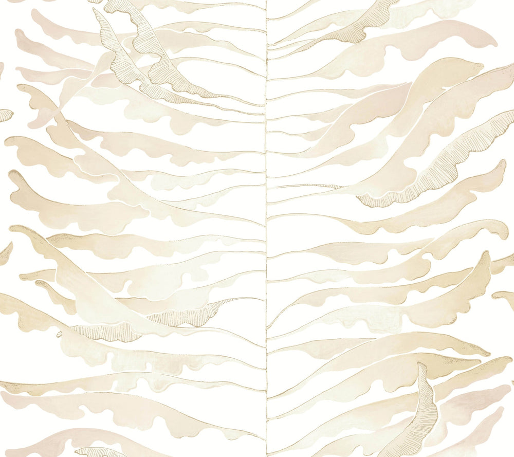 Leaf Column Taupe Wallpaper by York Wallcoverings Designer