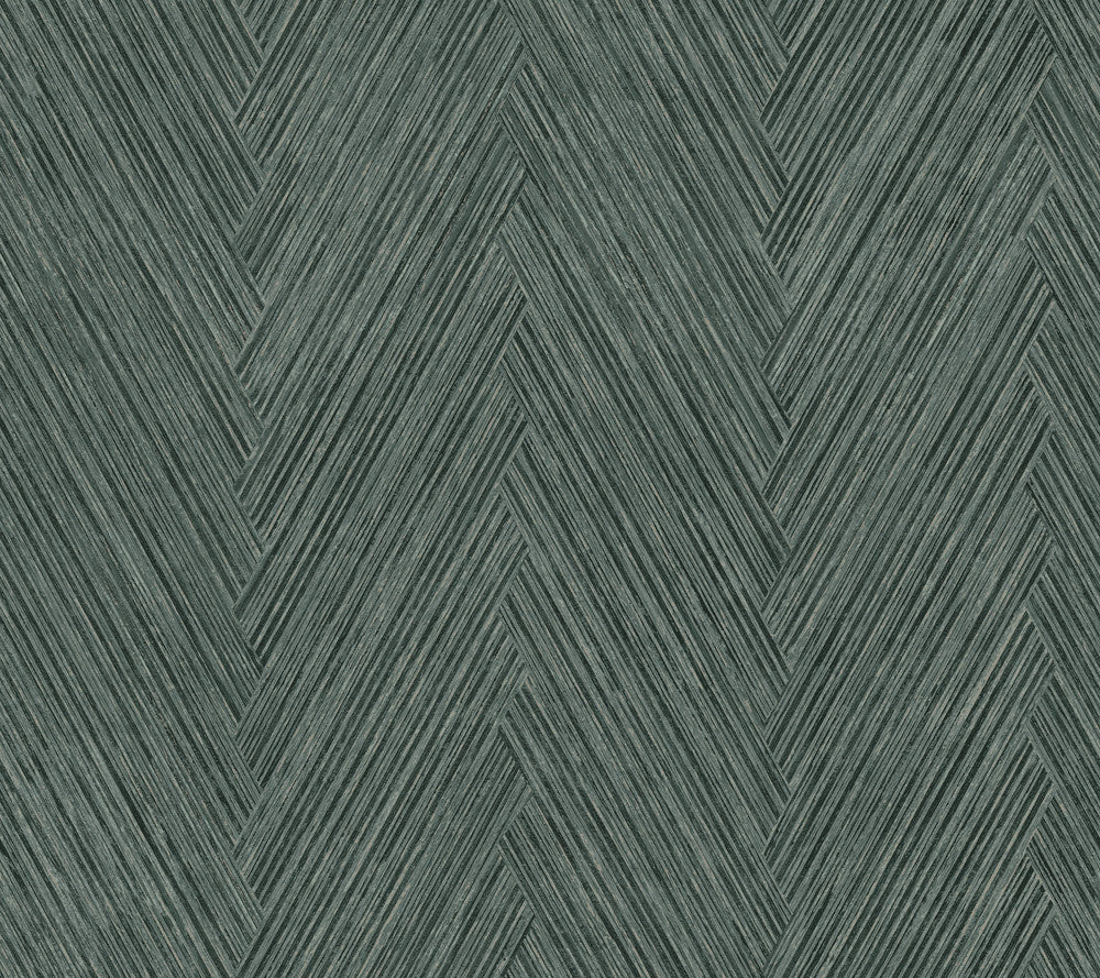 Thatched Chevron Bottle Green Wallpaper by York Wallcoverings Designer Formations Covers about 60.8 square feet 27-in by 27-ft long roll Unpasted 24 - Swanky Fabrics -