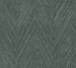 York Wallcoverings Wallpaper Thatched Chevron Bottle Green