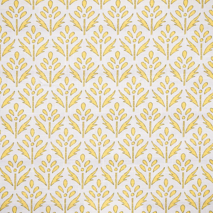 Floraison # 619 Lemon by Maxwell Designer Fabric Color Theory-Vol.Viii Tigerseye 100% COTTON SPAIN V-3.5" H-2.3" 55" - Swanky Fabrics -